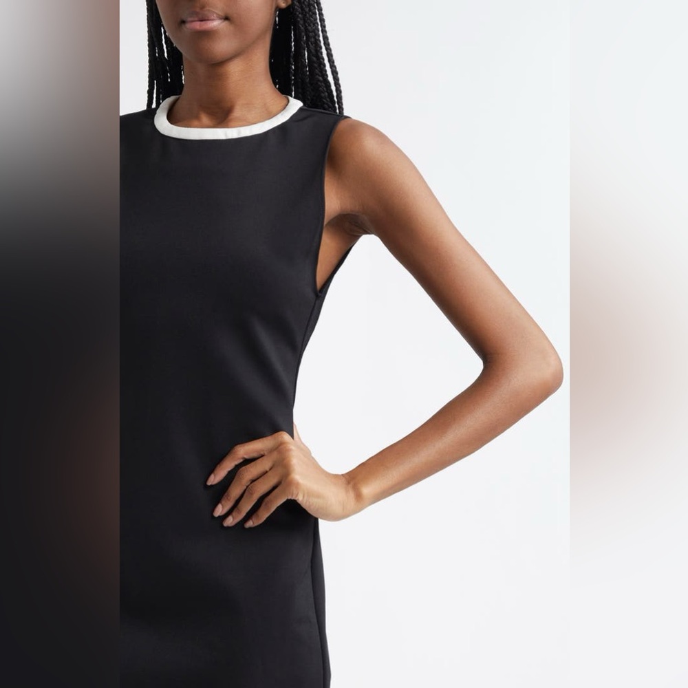 Alice + Olivia Black Mini Dress with White Trim - Picture 4 of 9